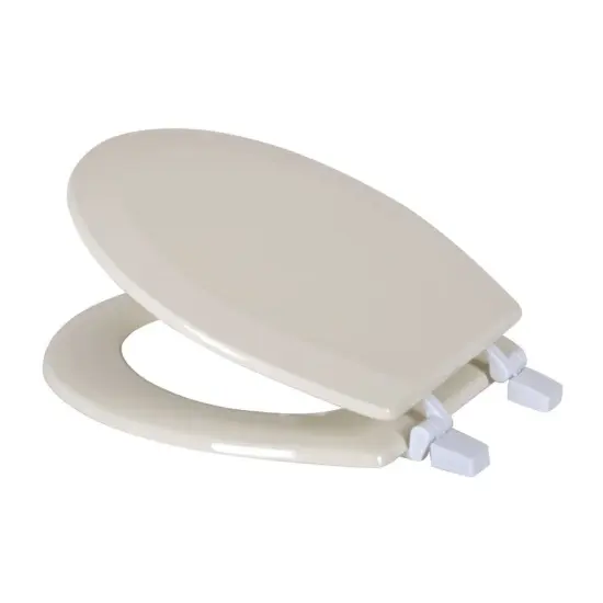 J&V Textiles Round Wooden Toilet Seat With Beveled Edge White {3}