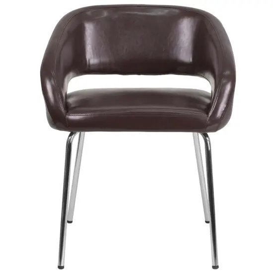 Emma and Oliver Contemporary LeatherSoft Side Reception Chair Brown {3}
