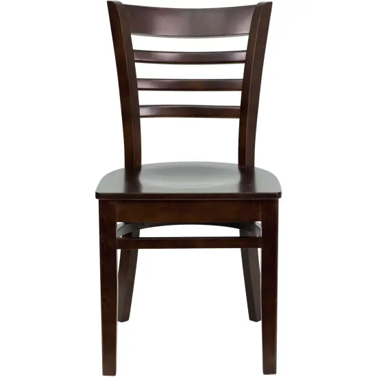 Emma and Oliver Ladder Back Wooden Restaurant Dining Chair WalnutSeat/Walnut {3}