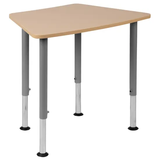 Emma and Oliver Hex Collaborative Adjustable Student Desk - Home and Classroom Natural {2}