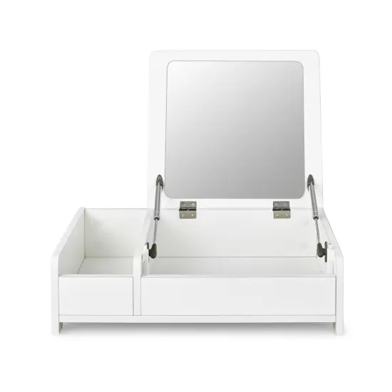 Compact Bay Window Makeup Dressing Table with Flip-Top Mirror Black {7}