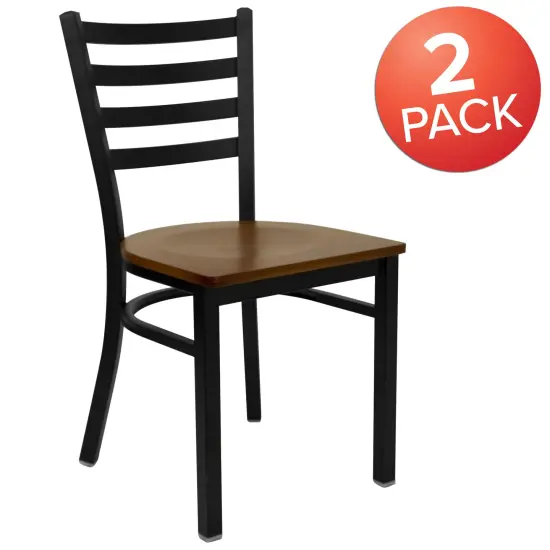 Emma and Oliver 2 Pack Ladder Back Metal Restaurant Chair Cherry/BlackMetal {5}
