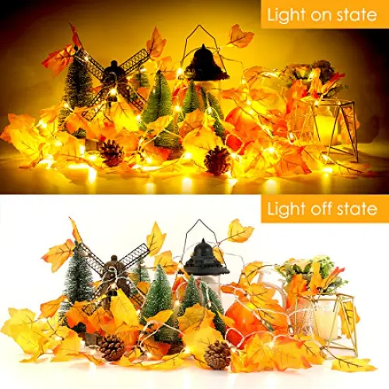 Fall Decor [2 Pack] Lighted Fall Garland, Total 16.4ft 40 LED Thanksgiving Decor Halloween String Lights, Friendsgiving Gift Thanksgiving Decorations for Home Holiday Autumn Garland Indoor {4}