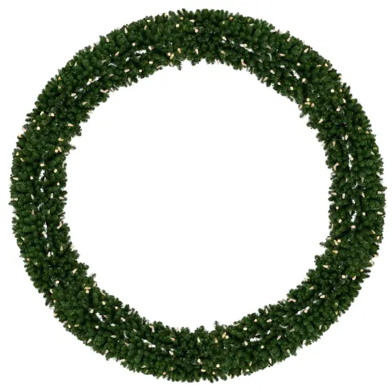 Northlight Pre-Lit Giant Commercial Pine Wreath - 12ft - LED C9 Warm White Lights Green {1}