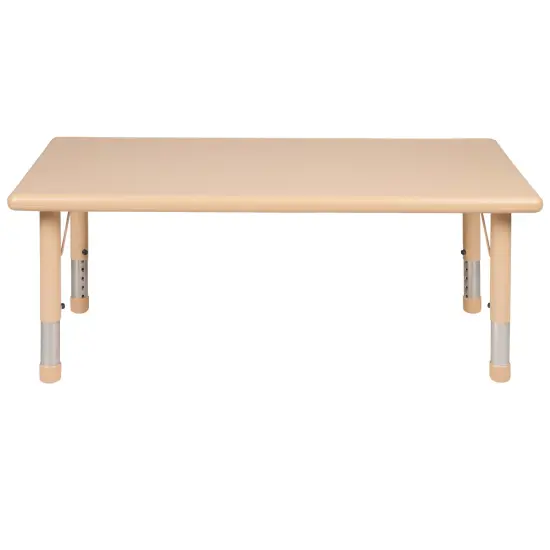 Emma and Oliver 24"W x 48"L Rectangular Plastic Height Adjustable Activity Table Natural {5}