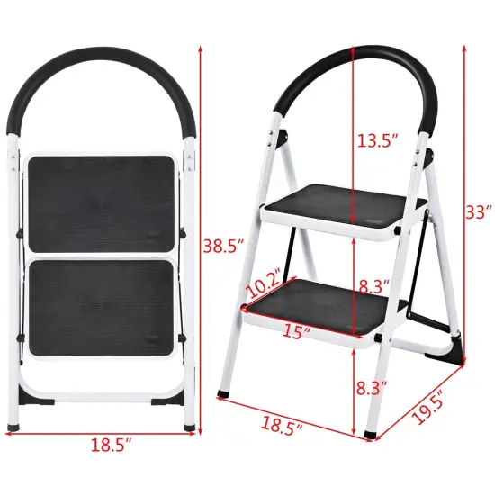 2.75 Feet Folding Step Stool with Iron Frame and Anti-Slip Pedals {4}