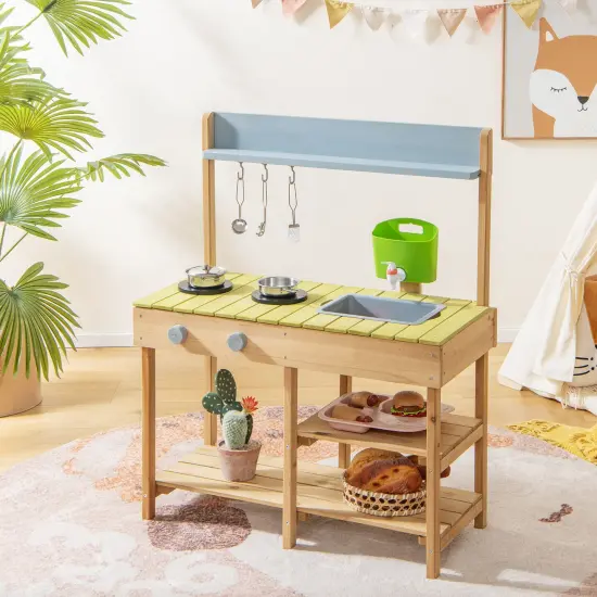 Backyard Pretend Play Toy Kitchen with Stove Top {2}