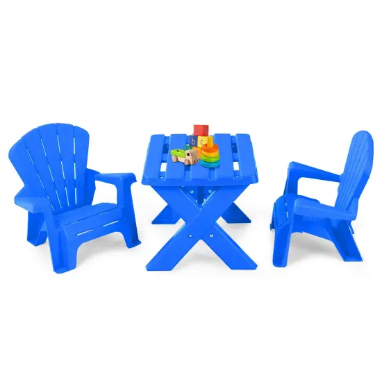 3-Piece Plastic Children Play Table Chair Set Perfect for Indoor-Outdoor Use {1}