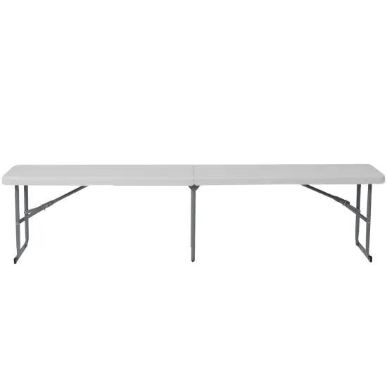 Emma and Oliver 10.25''W x 71''L Bi-Fold Plastic Bench with Carrying Handle Granite White {3}
