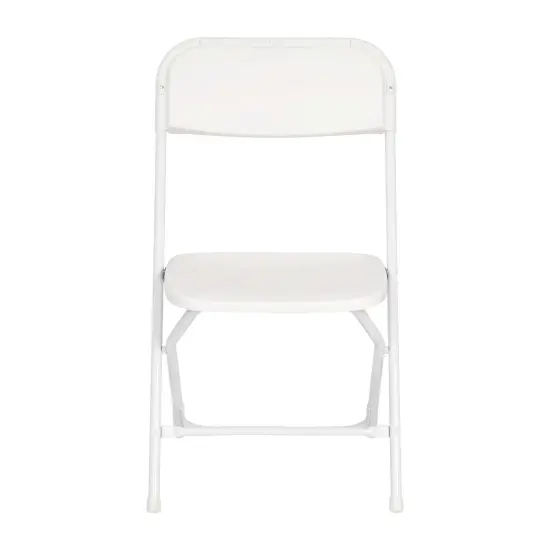 Emma and Oliver 4 Pack of Zia All-Weather, Extra Wide Contoured Plastic Folding Chairs with Metal Frame and 650 lb. Static Weight Capacity White {3}