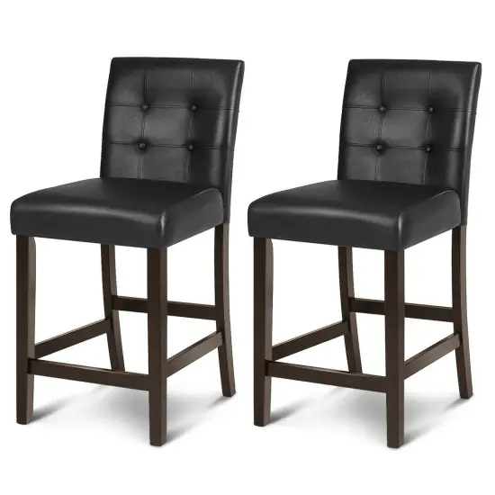 Set of 2 PVC Leather Bar Stools {3}