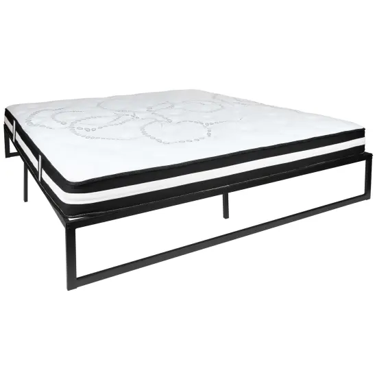 Emma and Oliver 14" Platform Bed Frame & 12" Mattress in a Box - No Box Spring Required {1}