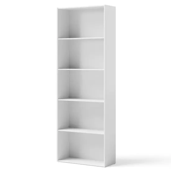 5-Tier Modern Bookcase with Open Storage Shelves and Durable MDF Frame White {1}