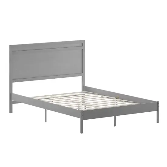 Merrick Lane Somerset Solid Wood Platform Bed with Wooden Slats and Headboard, No Box Spring Needed {2}