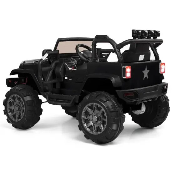 12V Kids Remote Control Riding Truck Car with LED Lights Perfect Gift for Boys Girls Black {6}