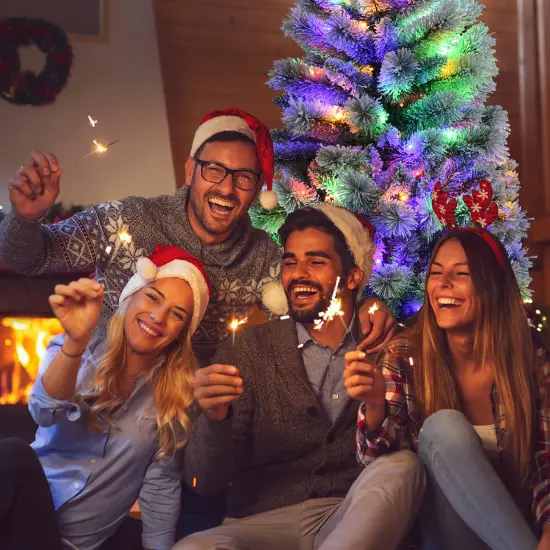 Costway 7.5FT Pre-Lit Hinged Christmas Tree Snow Flocked w/9 Modes Remote Control Lights {3}