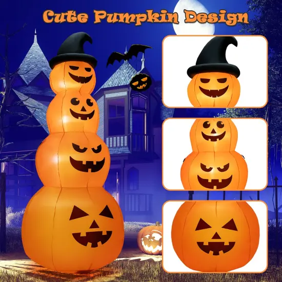 8 Feet Inflatable Halloween Pumpkins Stack with Built-in LED Lights {4}