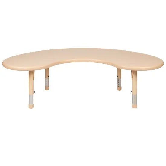 Emma and Oliver 35"W x 65"L Half-Moon Plastic Height Adjustable Activity Table Green {11}