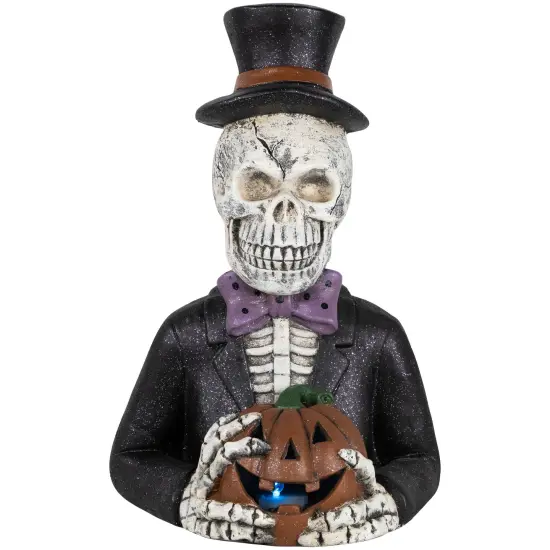 Northlight LED Lighted Skeleton with Jack-O-Lantern Halloween Decoration - 23.5" White {3}