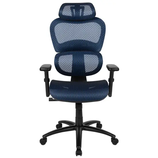 Emma and Oliver Ergonomic Mesh Office Chair-Synchro-Tilt, Headrest, Adjustable Pivot Arms Gray {10}
