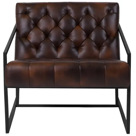 Merrick Lane Vienna Modern Lounge Chair With Tufted Seating And Metal Frame Retro Gray {7}