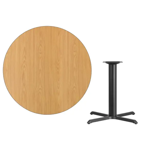 Emma and Oliver 42" Round Laminate Table Top with 33"x33" Table Height Base Natural {3}