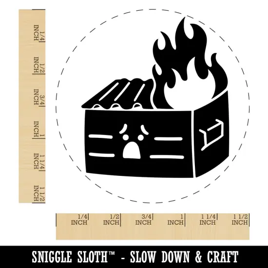 Sad Dumpster Fire Self-Inking Rubber Stamp for Stamping Crafting Planners Black {1}