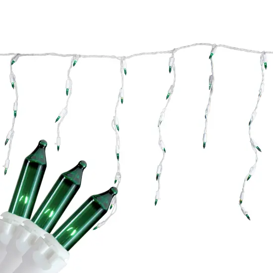 Northlight Mini Icicle Christmas Lights - Incandescent - 3.5' White Wire - Green - 100ct {1}