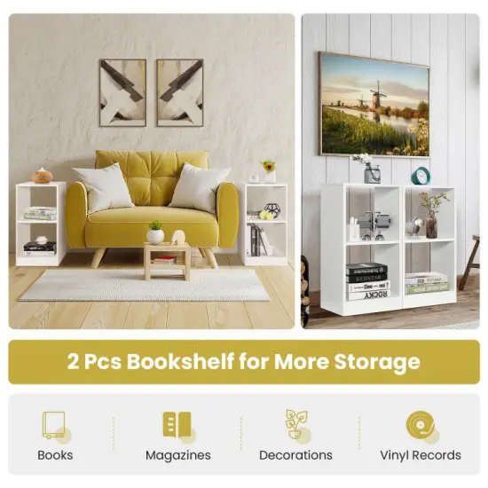 2 Pieces 2-tier Bookcase Set with Anti-toppling Device {6}
