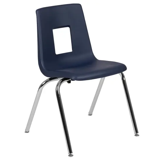 Emma and Oliver Student Stack School Chair - 18-inch Navy {2}