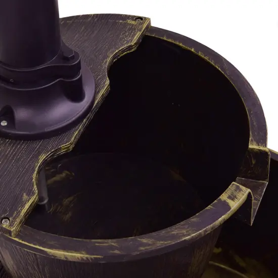 2 Tiers Outdoor Barrel Waterfall Fountain with Pump {6}