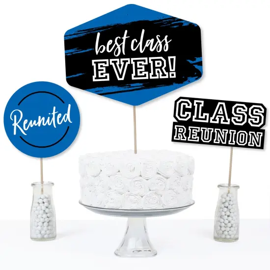 Big Dot of Happiness Reunited Blue - Royal Blue School Class Reunion Party Centerpiece Sticks - Table Toppers - Set of 15 {4}