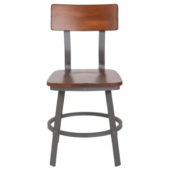 Emma and Oliver Restaurant Chair with Wood Seat & Back and Powder Coat Frame Rustic Walnut {3}
