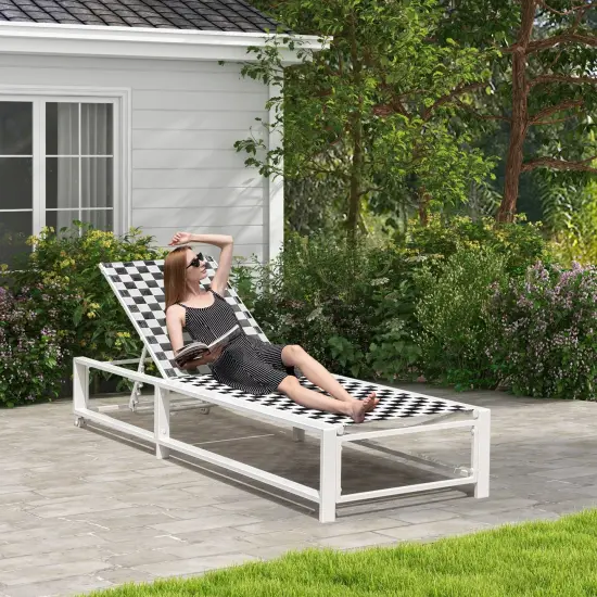 Costway Patio Lounge Chair Chaise Adjustable Reclining Chair Garden Deck Wheel {5}