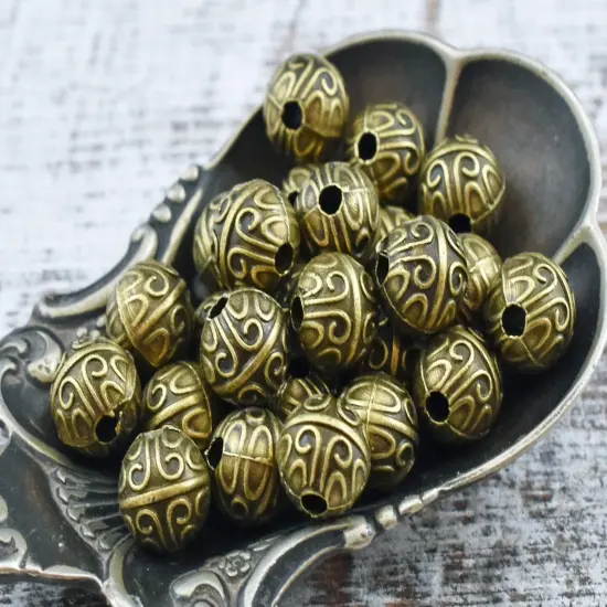 *50* 7mm Antique Bronze Round Spacer Beads {3}