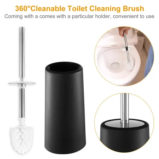 Eggracks 6 Pcs Bathroom Accessories Set including Soap Dispenser | Toothbrush Holder | Tumbler | Soap Dish | Toilet Cleaning Brush and Trash Can Black {4}