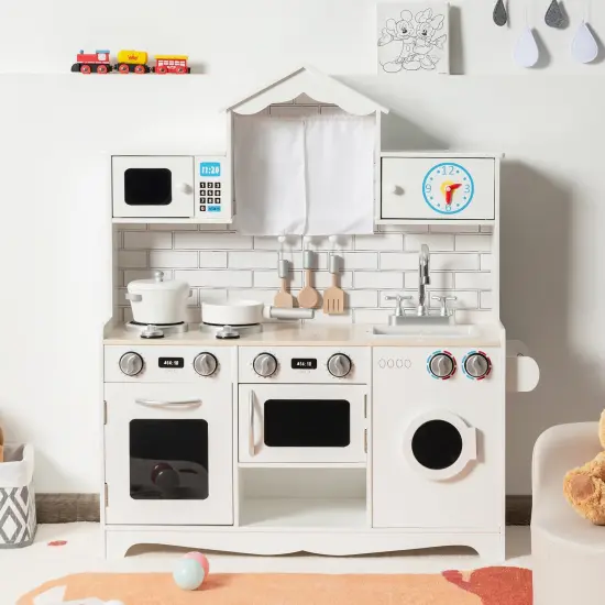 Wooden Kids Kitchen with Washing Machine {2}