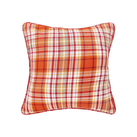 Briar Plaid Cotton Blend Handwoven Accent Throw Pillow 18" x 18" {1}