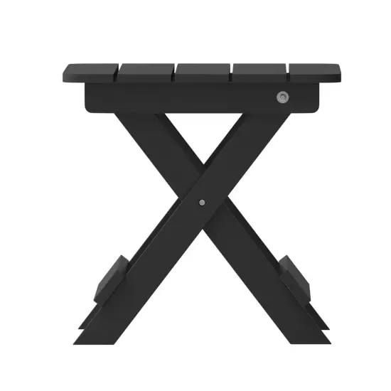 Merrick Lane Ridley Outdoor Folding Side Table, Portable All-Weather HDPE Adirondack Side Table Black {5}