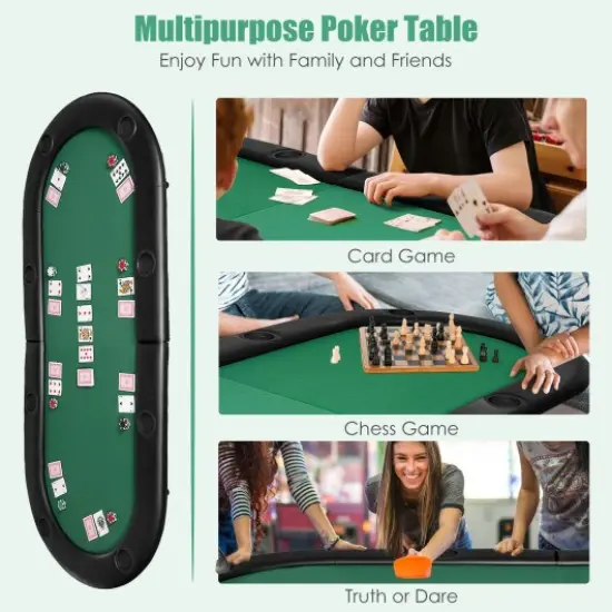 8 Players Texas Holdem Foldable Poker Table {2}