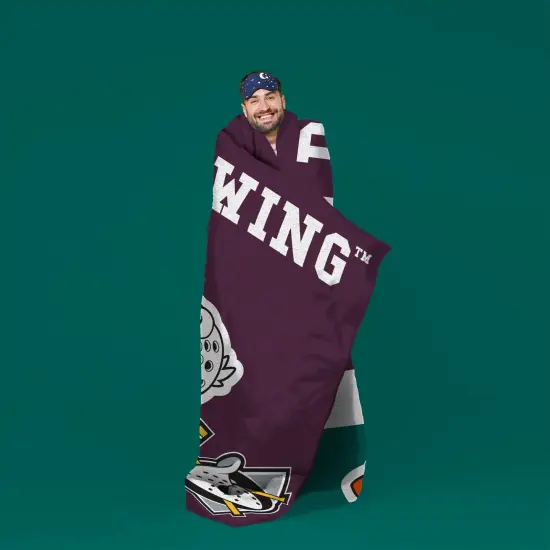 Sleep Squad Anaheim Ducks Wild Wing Mascot Throwback 60&rdquo; x 80&rdquo; Raschel Plush Hockey Blanket {5}