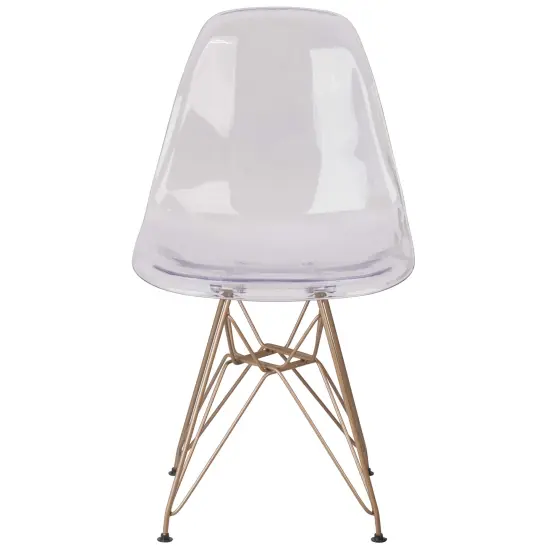 Emma and Oliver Ghost Chair with Gold Metal Base Clear {3}