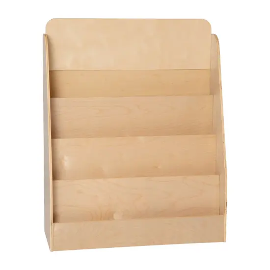 Emma and Oliver Kid's Wood Book Storage Shelf with 4 Storage Slats and Child-Friendly Curved Edges; Recommended for Ages 5-7 Natural {2}