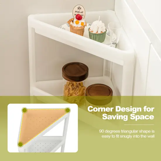 2 Pack 3-Tier Detachable Floor Corner Shower Shelf with Drainage Holes-White {6}