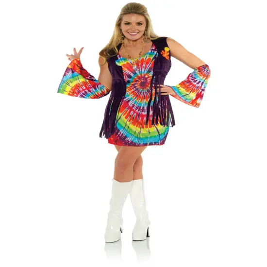 Women's 60s Hippie Revolution Groovy Dress Costume {1}
