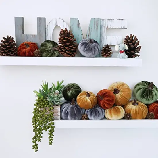 16 Pcs Assorted Small Faux Rustic Harvest Velvet Pumpkins Decorative Rust Orange Gold Olive Gray Fabric Pumpkins Foam Pumpkins for Farmhouse Fall Thanksgiving Halloween Table Centerpiece Mantel Decor {4}