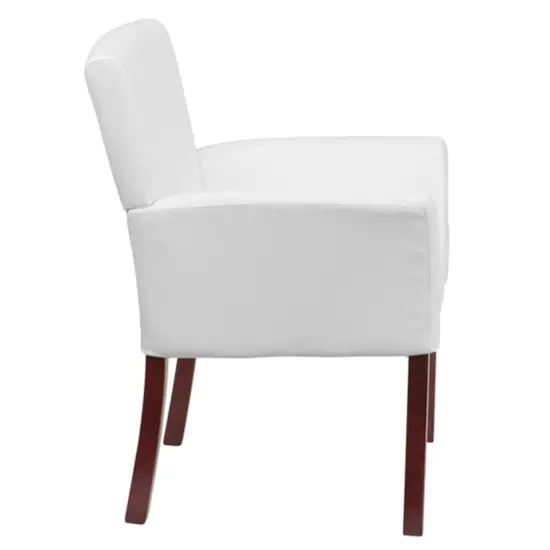 Emma and Oliver Faux Leather Executive Side Reception Chair with Mahogany Legs Burgundy {10}