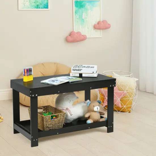 Solid Multifunctional Wood Kids Activity Play Table Brown {3}