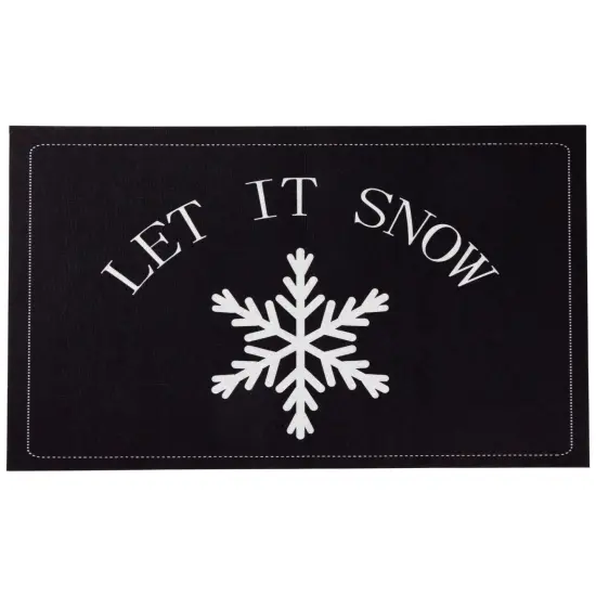 Northlight Let It Snow Christmas Doormat 29" x 17" Black {1}
