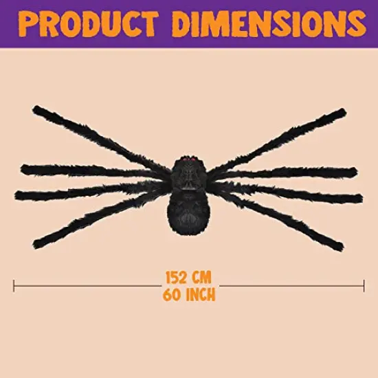 JOYIN 5 Ft. Halloween Outdoor Decorations Hairy Spider,Scary Giant Spider Fake Large Spider Hairy Spider Props for Halloween Yard Decorations Party Decor, Black {5}